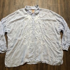 Johnny Was Embroidered Rayon Tunic Blouse